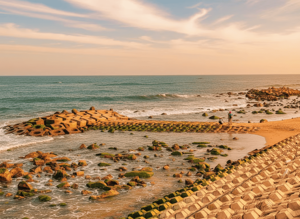 Biển ở đ&acirc;y rộng, s&oacute;ng &ecirc;m v&agrave; rất sạch, đặc biệt l&agrave; v&agrave;o buổi s&aacute;ng sớm hoặc chiều muộn